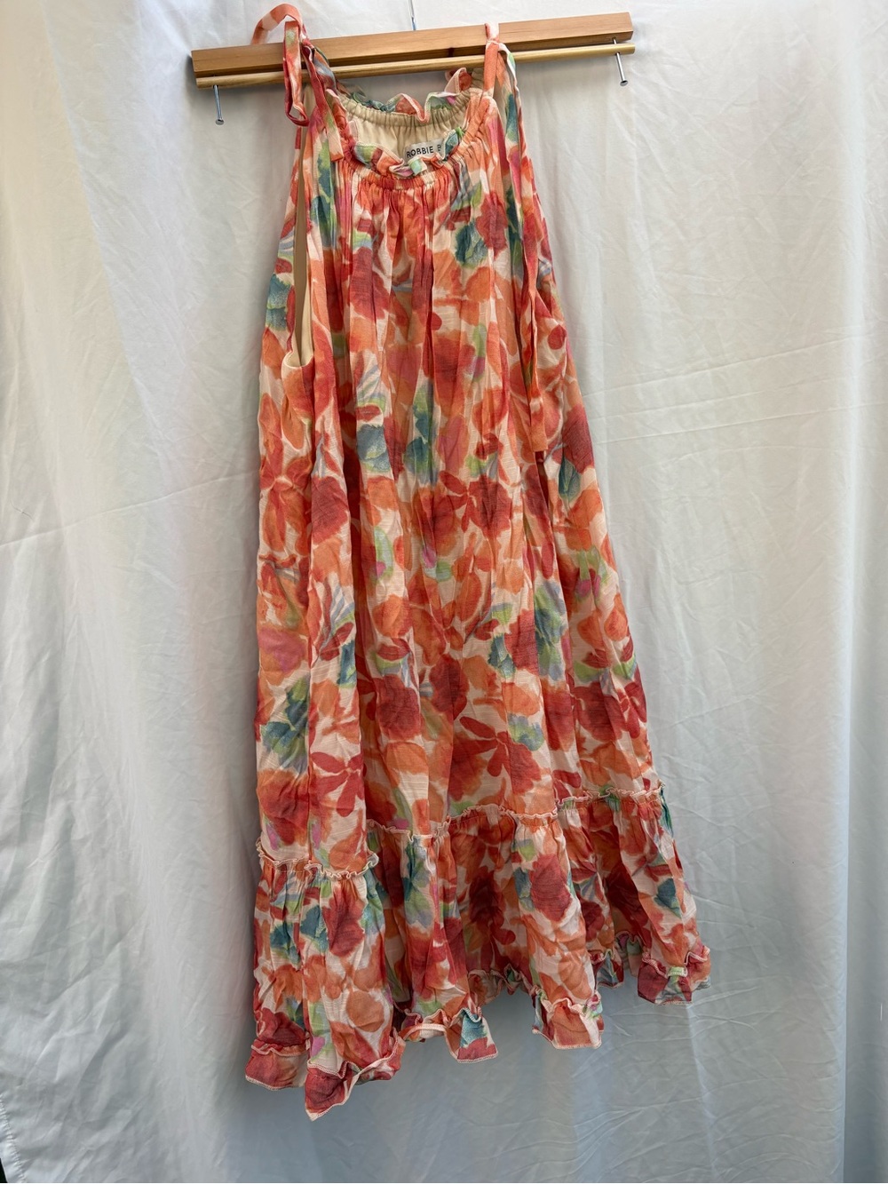 Robbie Bee Floral Tie-Shoulder Maxi Skirt in Coral XL